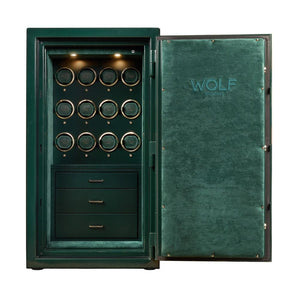 WOLF Green / Gold WOLF Atlas 12 Piece Winder Safe