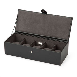 WOLF Black / Grey WOLF Blake 5 Piece Watch Box - Brown