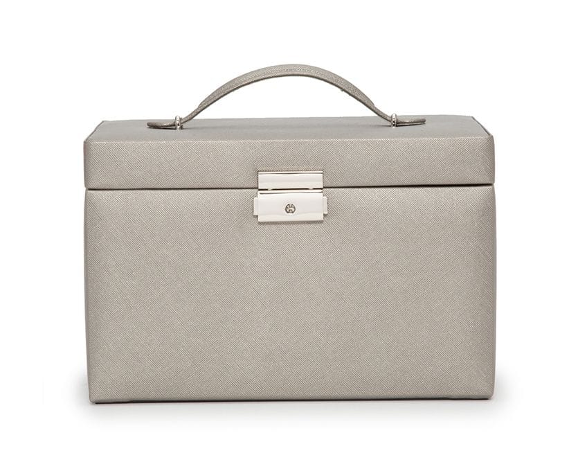 WOLF PEWTER SAFFIANO WOLF Heritage Small Jewelry Box