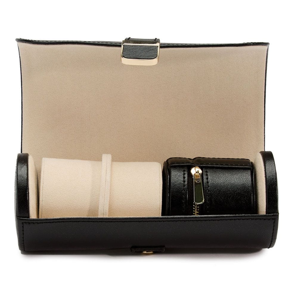 WOLF WOLF Palermo Double Watch Roll With Jewelry Pouch - Black
