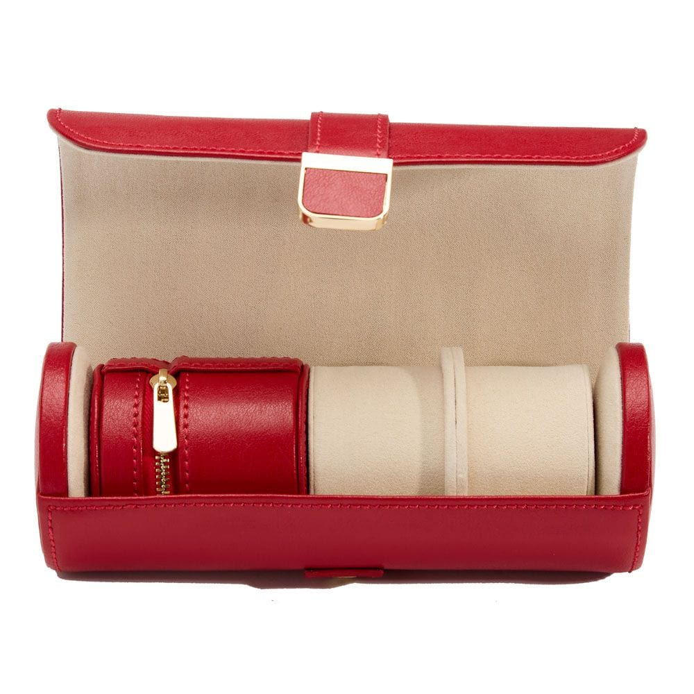 WOLF WOLF Palermo Double Watch Roll With Jewelry Pouch - Red