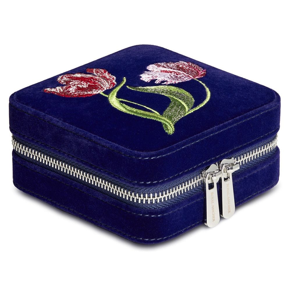 WOLF Jewelry Case Deep Blue WOLF Royal Asscher Square Jewelry Zip Case