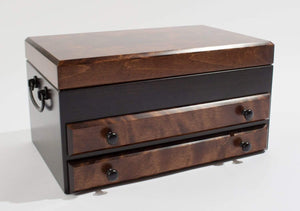 American Chests Jewelry Chest American Chests #JFB2 Exotic, Flaming AMISH Birch; 2-Drwr Jewel Chest: AMISH Crafted