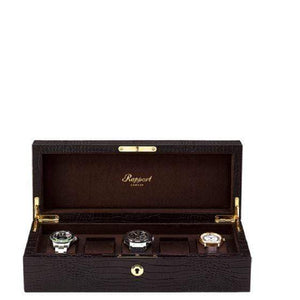 Rapport London Brompton Brown Leather 5 Watch Collector Box
