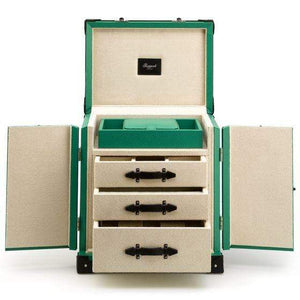 Rapport London Deluxe Jewelry Trunk, Green Leather