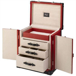 Rapport London Deluxe Jewelry Trunk Red Leather
