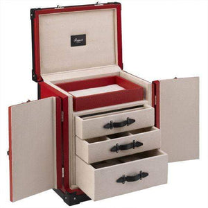 Rapport London Deluxe Jewelry Trunk Red Leather