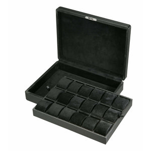 Diplomat Watch Case Diplomat 31-445 Black Carbon Fiber Eighteen Watch Case