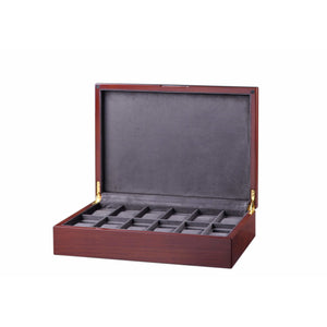 Diplomat Watch Case Diplomat 31-51501 Mahogany Wood Twelve Watch Storage Case