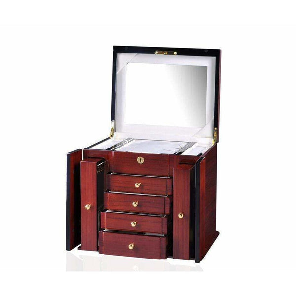 Diplomat 31-516 Elegant Teak Wood Finish Jewelry Chest - LUX Watch Winders