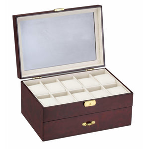 Diplomat Watch Case Diplomat 31-57914 Burl Wood Finish Ten Watch Case