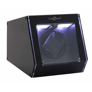 Diplomat Watch Winders Diplomat 34-150 Illuminum LED Lit Black Aluminum Single Watch Winder