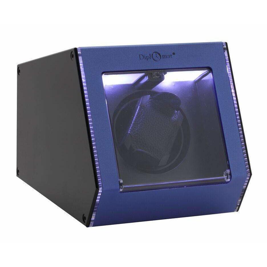 Diplomat Watch Winders Diplomat 34-155 Illuminum LED Lit Blue Aluminum Single Watch Winder