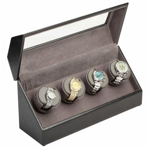 Diplomat Watch Winders Diplomat 34-504 Black Leather Quad Watch Winder