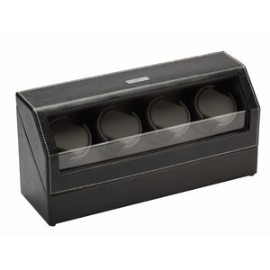 Diplomat Watch Winders Diplomat 34-504 Black Leather Quad Watch Winder