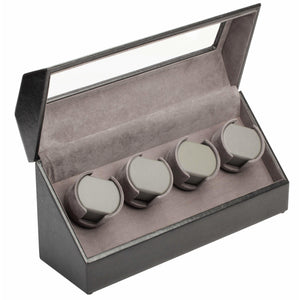 Diplomat Watch Winders Diplomat 34-504 Black Leather Quad Watch Winder