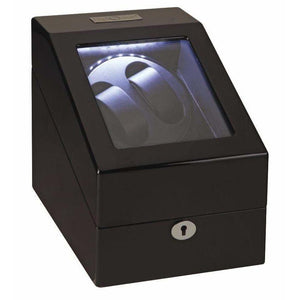Diplomat Watch Winders Diplomat 34-510 Phantom LED Lit Black Wood Finish Double Watch Winder
