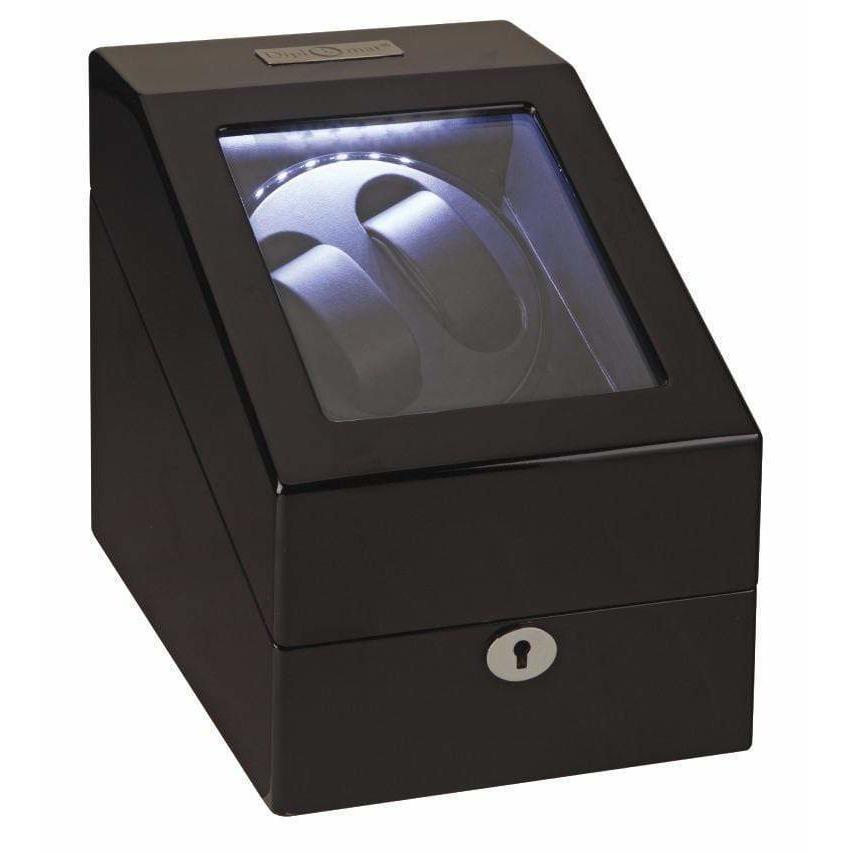Diplomat Watch Winders Diplomat 34-510 Phantom LED Lit Black Wood Finish Double Watch Winder