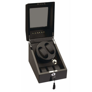 Diplomat Watch Winders Diplomat 34-510 Phantom LED Lit Black Wood Finish Double Watch Winder