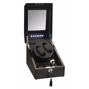 Diplomat Watch Winders Diplomat 34-510 Phantom LED Lit Black Wood Finish Double Watch Winder