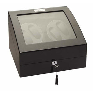 Diplomat Watch Winders Diplomat 34-511 Phantom LED Lit Black Wood Finish Quad Watch Winder