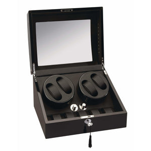 Diplomat Watch Winders Diplomat 34-511 Phantom LED Lit Black Wood Finish Quad Watch Winder