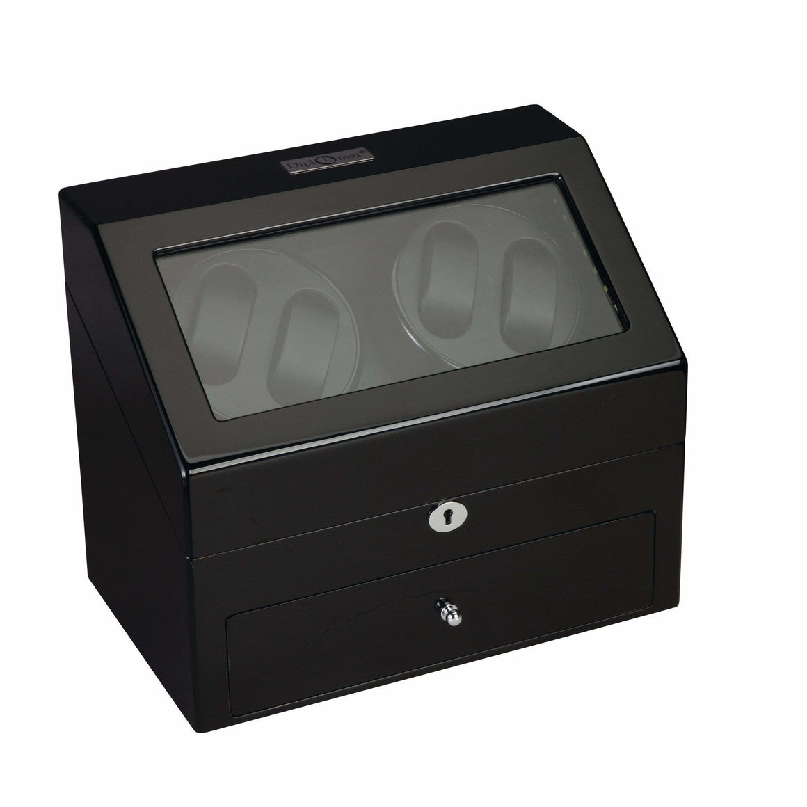 Diplomat Watch Winders Diplomat 34-512 Phantom LED Lit Black Wood Finish Quad Watch Winder
