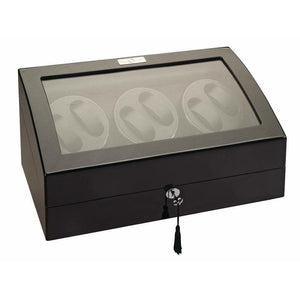 Diplomat Watch Winders Diplomat 34-513 Phantom LED Lit Black Wood Finish Six Watch Winder