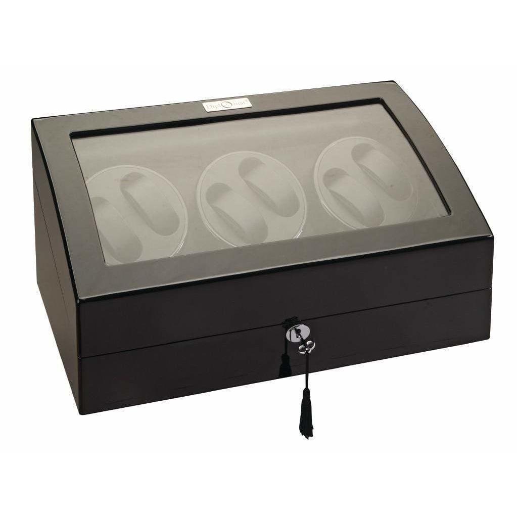 Diplomat Watch Winders Diplomat 34-513 Phantom LED Lit Black Wood Finish Six Watch Winder