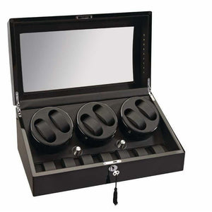 Diplomat Watch Winders Diplomat 34-513 Phantom LED Lit Black Wood Finish Six Watch Winder