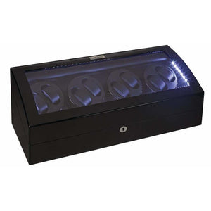 Diplomat Watch Winders Diplomat 34-514 Phantom LED Lit Black Wood Finish Eight Watch Winder