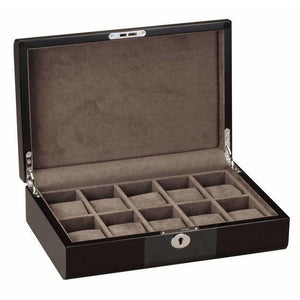 Diplomat Watch Case Diplomat 34-655 Black Wood Ten Watch Storage Case