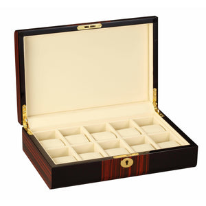 Diplomat Watch Case Diplomat 34-657 Black Wood Ten Watch Storage Case