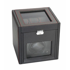 Diplomat Watch Winders Diplomat 34-701 Black Carbon Fiber Single Watch Winder with Additional Storage