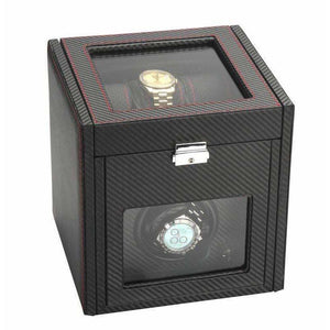 Diplomat Watch Winders Diplomat 34-701 Black Carbon Fiber Single Watch Winder with Additional Storage