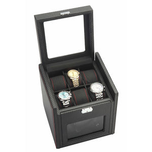 Diplomat Watch Winders Diplomat 34-701 Black Carbon Fiber Single Watch Winder with Additional Storage