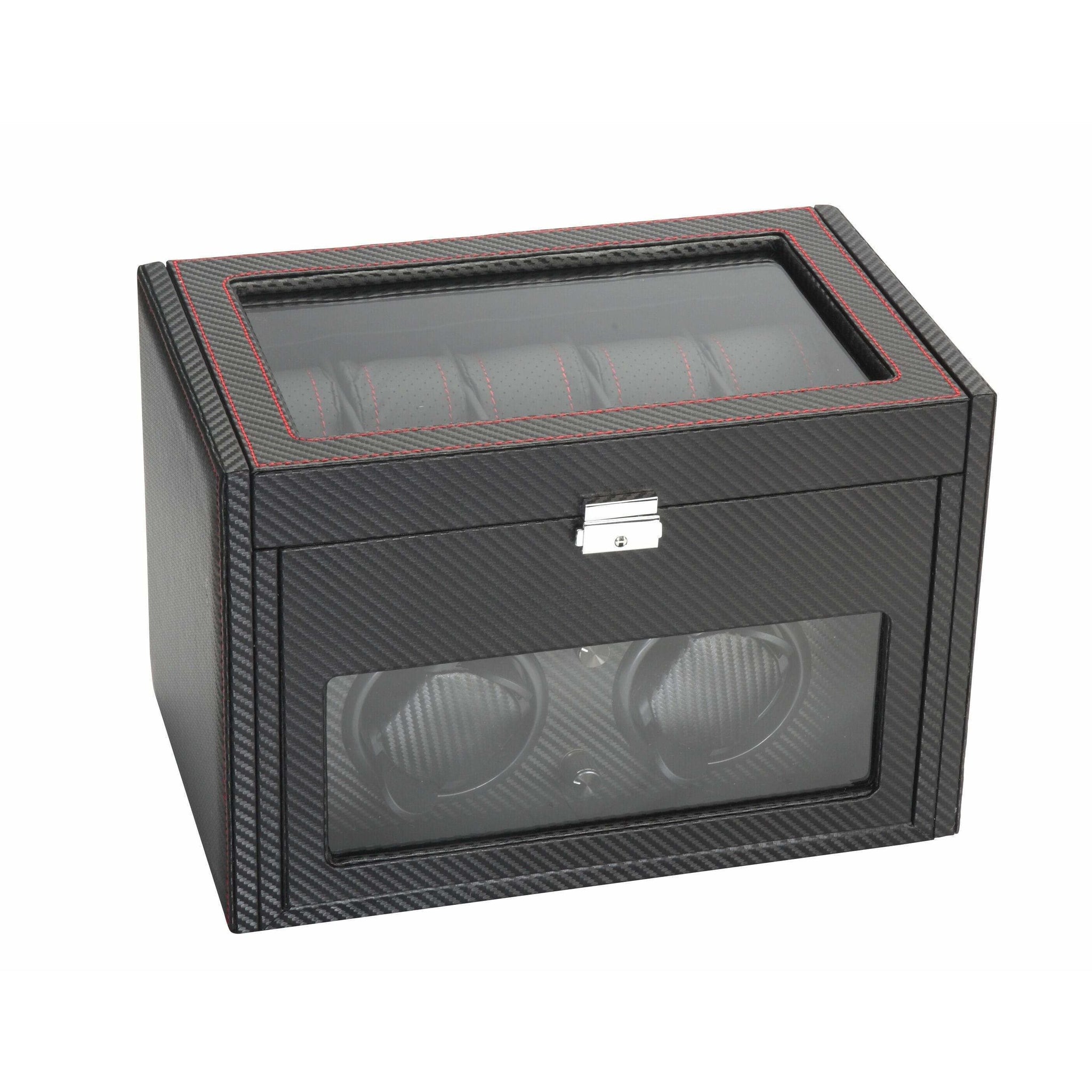 Diplomat 34 702 Black Carbon Fiber Double Watch Winder with