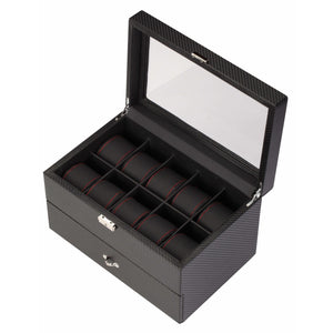 Diplomat Watch Case Diplomat 34-710 See Through Black Carbon Fiber Twenty Watch Case