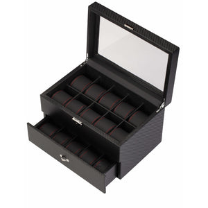 Diplomat Watch Case Diplomat 34-710 See Through Black Carbon Fiber Twenty Watch Case