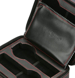 Diplomat Watch Case Diplomat 4 Watches Black Leatherette Travel Pouch