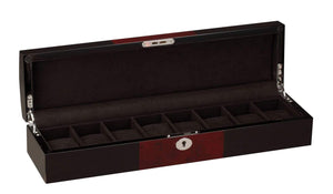 Diplomat Watch Winders Black/Cherry Diplomat Black Wood Finish Eight Watch Storage Case