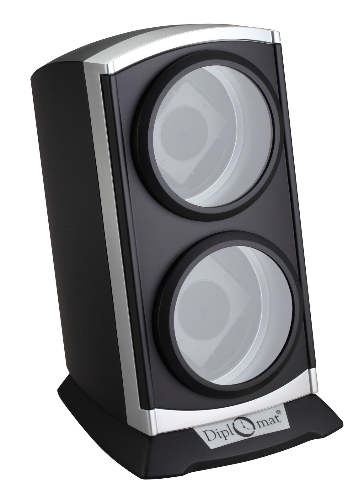 Diplomat Watch Winders Black/Silver Diplomat Economy Double Watch Winder With Smart Internal Bi-Directional Timer Control