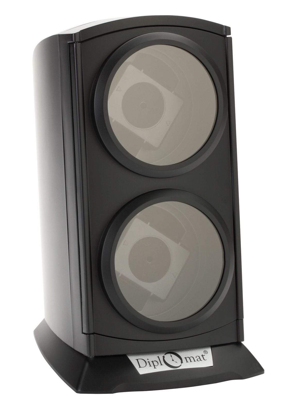 Diplomat Watch Winders Black/Silver Diplomat Economy Double Watch Winder With Smart Internal Bi-Directional Timer Control
