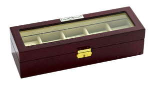 Diplomat Watch Case Cherry/Cream Diplomat Five Watch Case Locking Lid