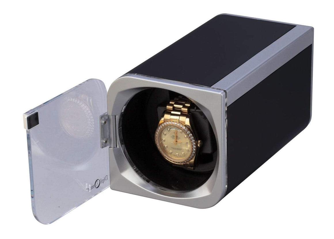 Diplomat Watch Winders Diplomat Rogue Silver/Black LED Lit Single Winder