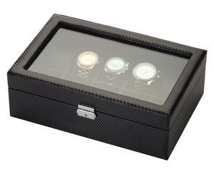 Diplomat Watch Case Diplomat See Through Black Carbon Fiber Pattern Watch Case