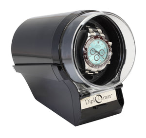 Diplomat Watch Winders Black Diplomat Single Watch Winder with 12 Programmed Settings and Japanese Mabuchi Motor