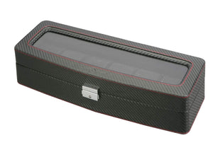 Diplomat Watch Case See Through Diplomat Six Watch Case Black Carbon Fiber Pattern