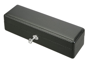 Diplomat Watch Case Diplomat Six Watch Case Black Carbon Fiber Pattern with Closed Top Black Suede Interior and Lock and Key