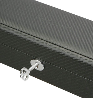 Diplomat Watch Case Diplomat Six Watch Case Carbon Fiber Pattern with Closed Top Black Suede Interior and Lock and Key